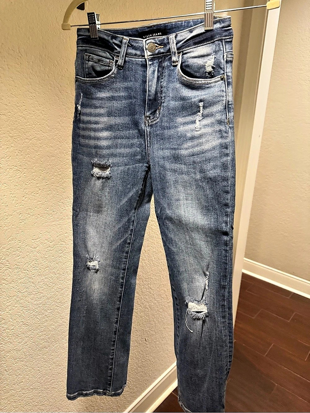Risen Jeans High Rise Distressed Skinny Jeans Blue Waist 7/25